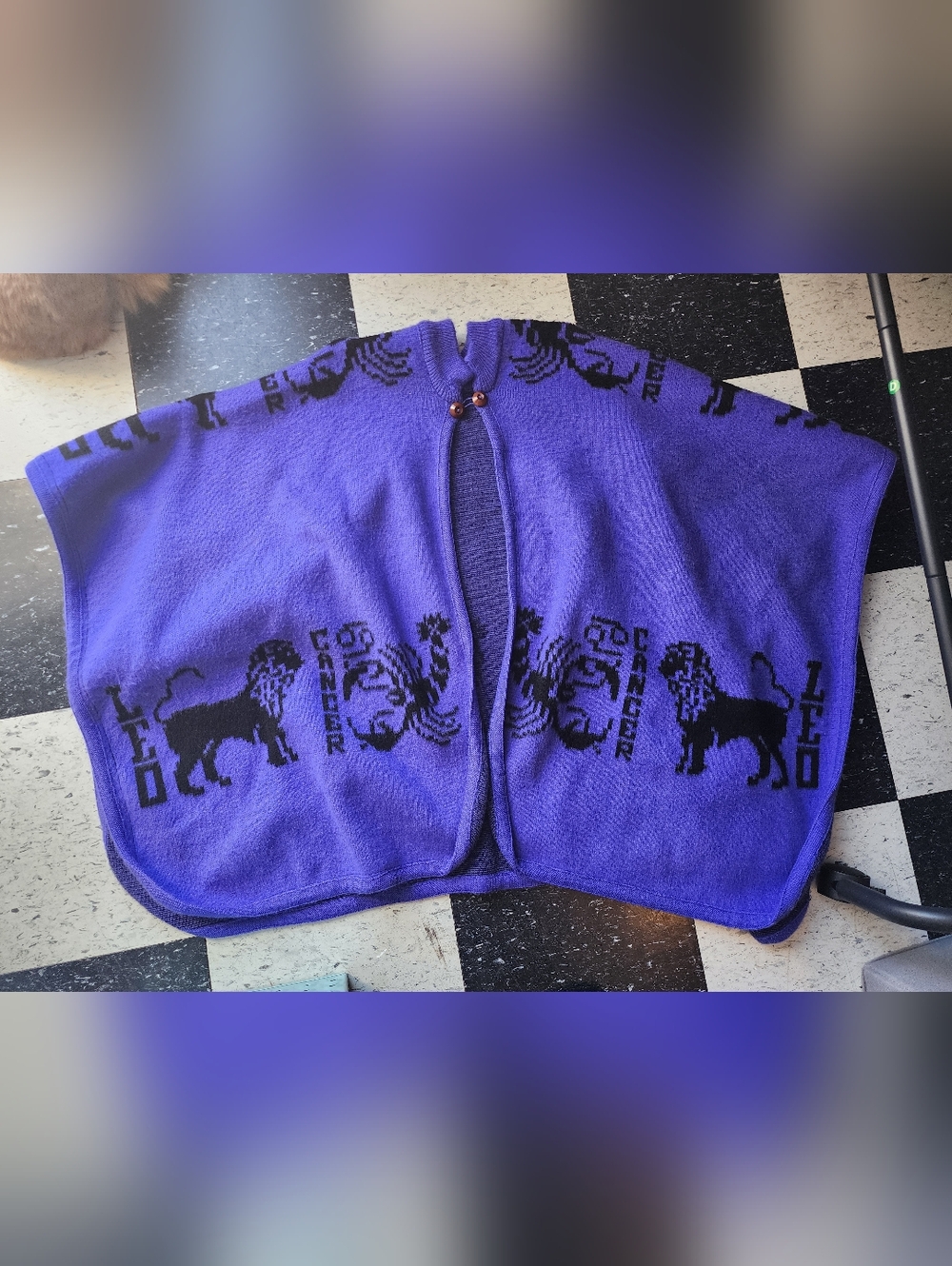 Zodiac Poncho One Size Cancer and Leo Royal Purple